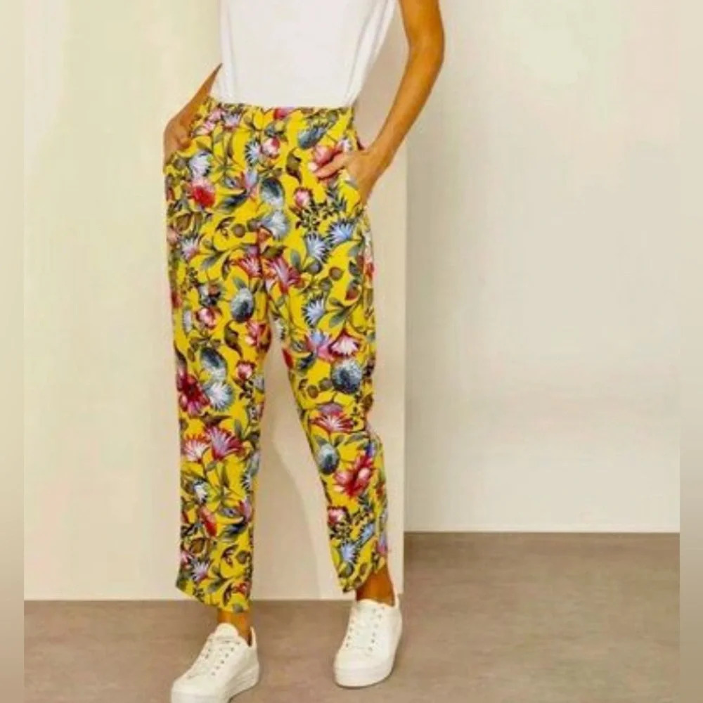 J.Crew Yellow fall floral easy pant trouser in 4T Tall size
